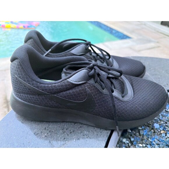 Nike Tanjan Men Black Knit Lace-Up Sneakers Size 13 - Picture 5 of 6